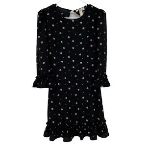 NWT Forever 21 Black Red Lined Pleated Flower Mini Dress Size Small Women’s